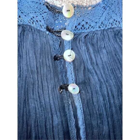 Lestra Moja London blue top size small Coastal Button Sleeveless Boho Bohemian - Picture 4 of 4